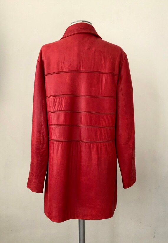 Vintage 80s Mod red leather St John jacket. S M - image 5