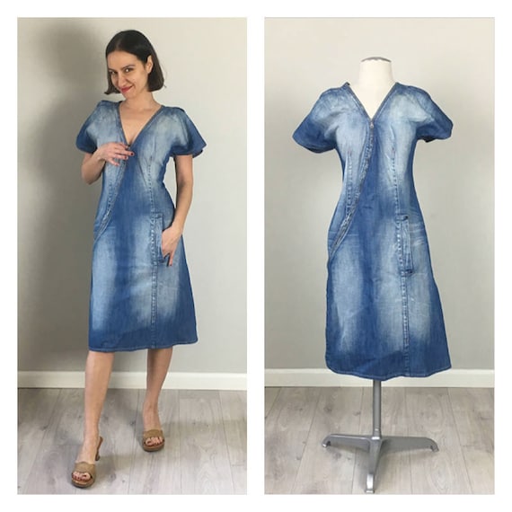 Faded 80s Denim Zipper Dress