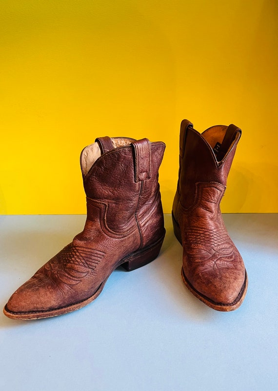 Vintage 70s brown leather frye booties size 7.5 US