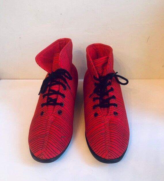 Vintage 80s high top red booties  size 7 US - image 3