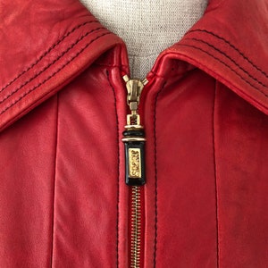 Vintage 80s Mod red leather St John jacket. S M image 9