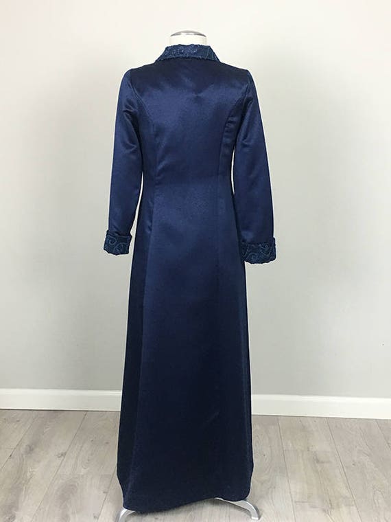 Handmade 50s Blue Satin Tuxedo dress/jacket  XS - image 3