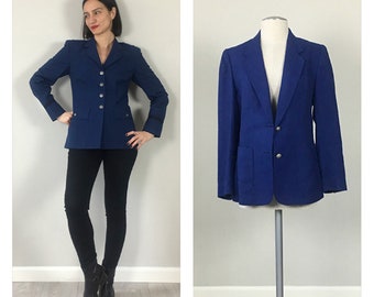 Vintage 70s Military Blue Blazer Small