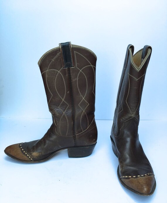Vintage 70s leather cowboy boots  SIZE 6 US - image 2