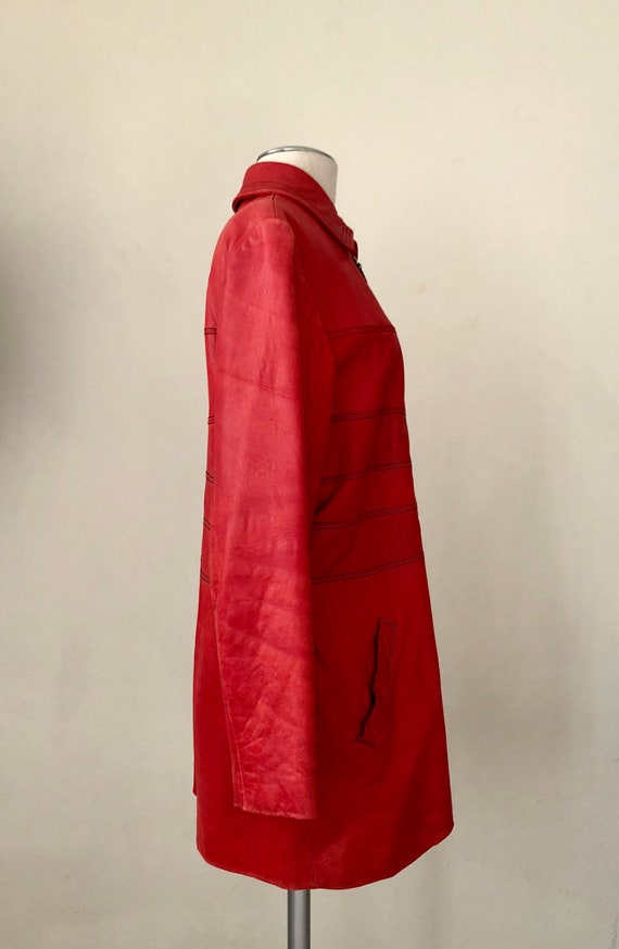 Vintage 80s Mod red leather St John jacket. S M - image 2