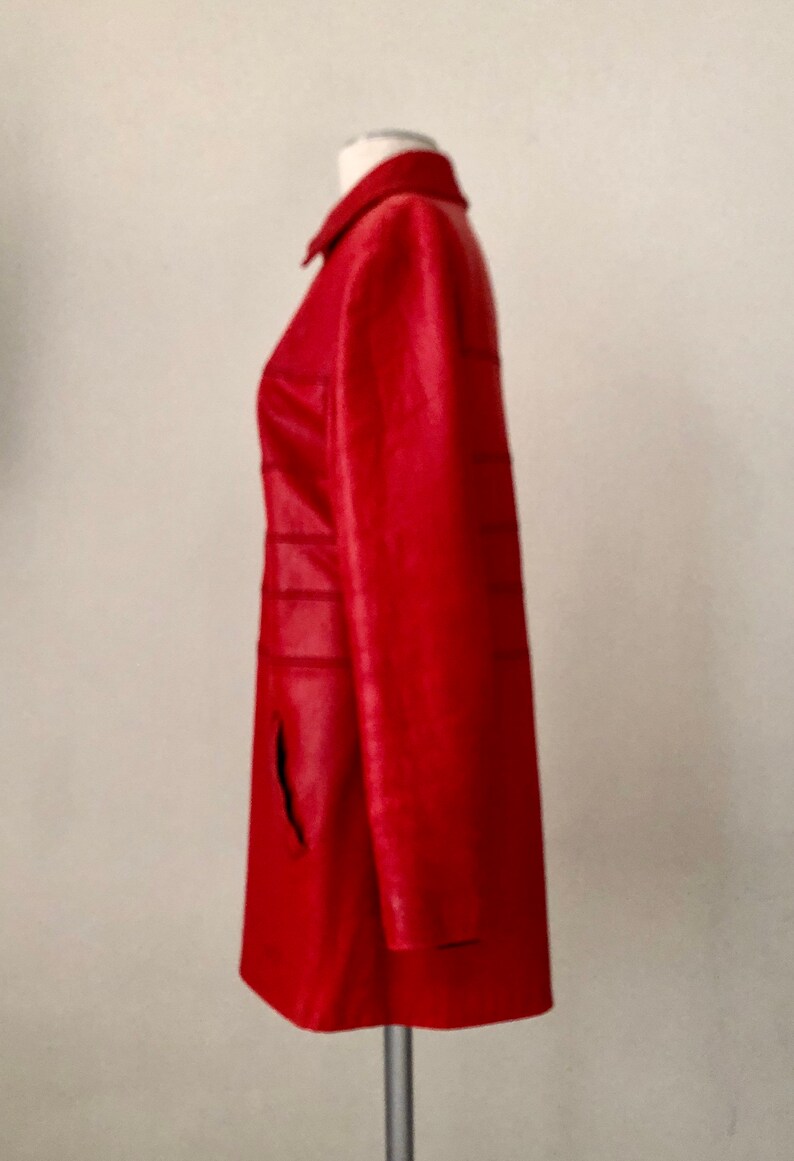 Vintage 80s Mod red leather St John jacket. S M image 7