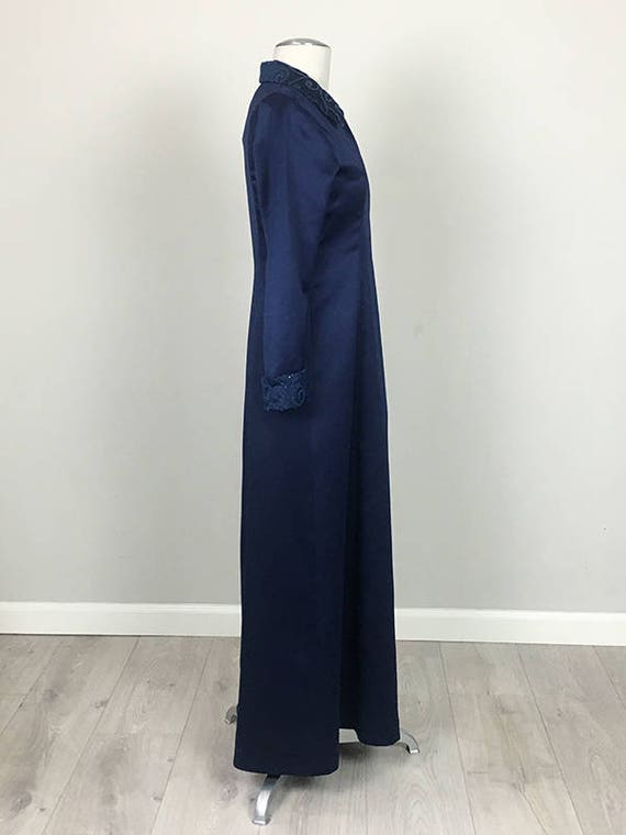 Handmade 50s Blue Satin Tuxedo dress/jacket  XS - image 2