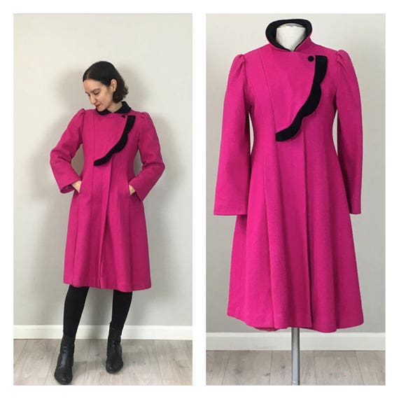 Vintage 50s Wool Rothschild Fuchsia Princess Coat
