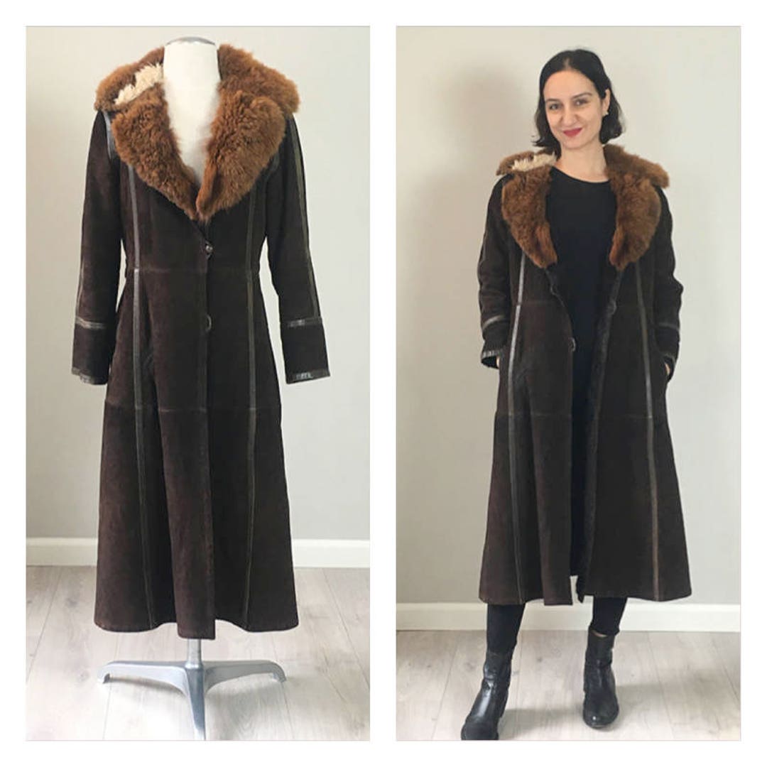 Fabulous 70's Brown Sheepskin Leather Coat Small - Etsy