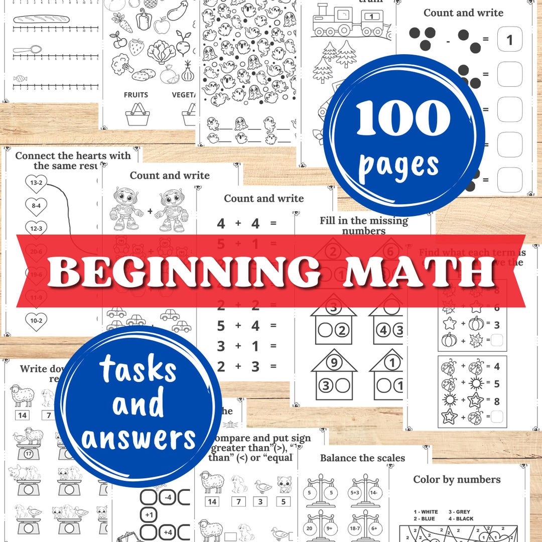 Kinder Math Task Kindergarten Math Worksheets. Addition and Subtraction Tasks Download ...