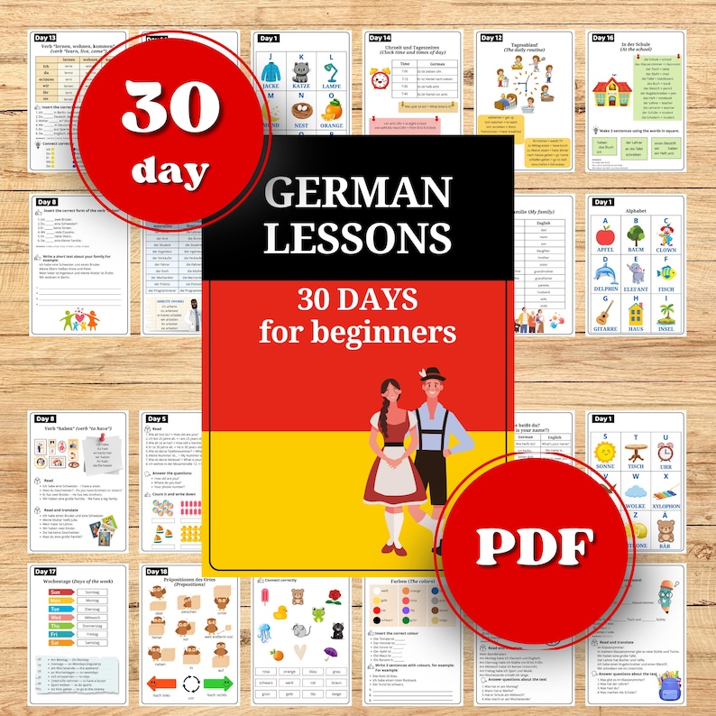 German Learning for Beginners. Study Guide Printable A1 Deutsch ...