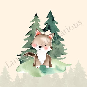 Wolves Watercolor Clipart Bundle - 25 PNG Bundle, Wolf head, standing wolf, nursery clip art, PNG, Instant Digital Download, Commercial Use