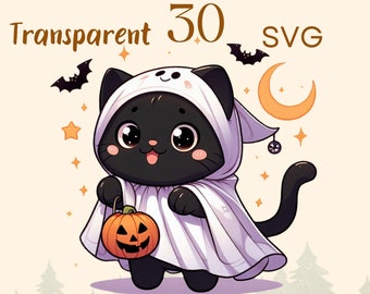 Spooky Black Cat Halloween Clipart Bundle, 30 SVG Designs (Digital Download)