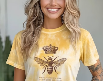 Bee geïnspireerd grafisch T-shirt, Queen Bee-T-shirt, lentemodeshirt, cadeau natuurliefhebber, milieuvriendelijke kleding, uniek kunst T-shirt, shirt Save Bees