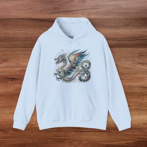 Beautiful Blue Watercolor Dragon Hoodie, Enchanted Dragon Shirt, Magical Fantasy Pullover, Mythical Creature Jumper, Great Christmas Gift image 8