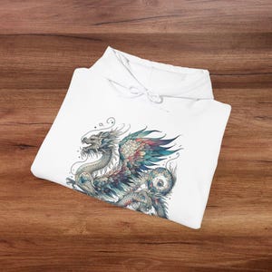 Beautiful Blue Watercolor Dragon Hoodie, Enchanted Dragon Shirt, Magical Fantasy Pullover, Mythical Creature Jumper, Great Christmas Gift image 10
