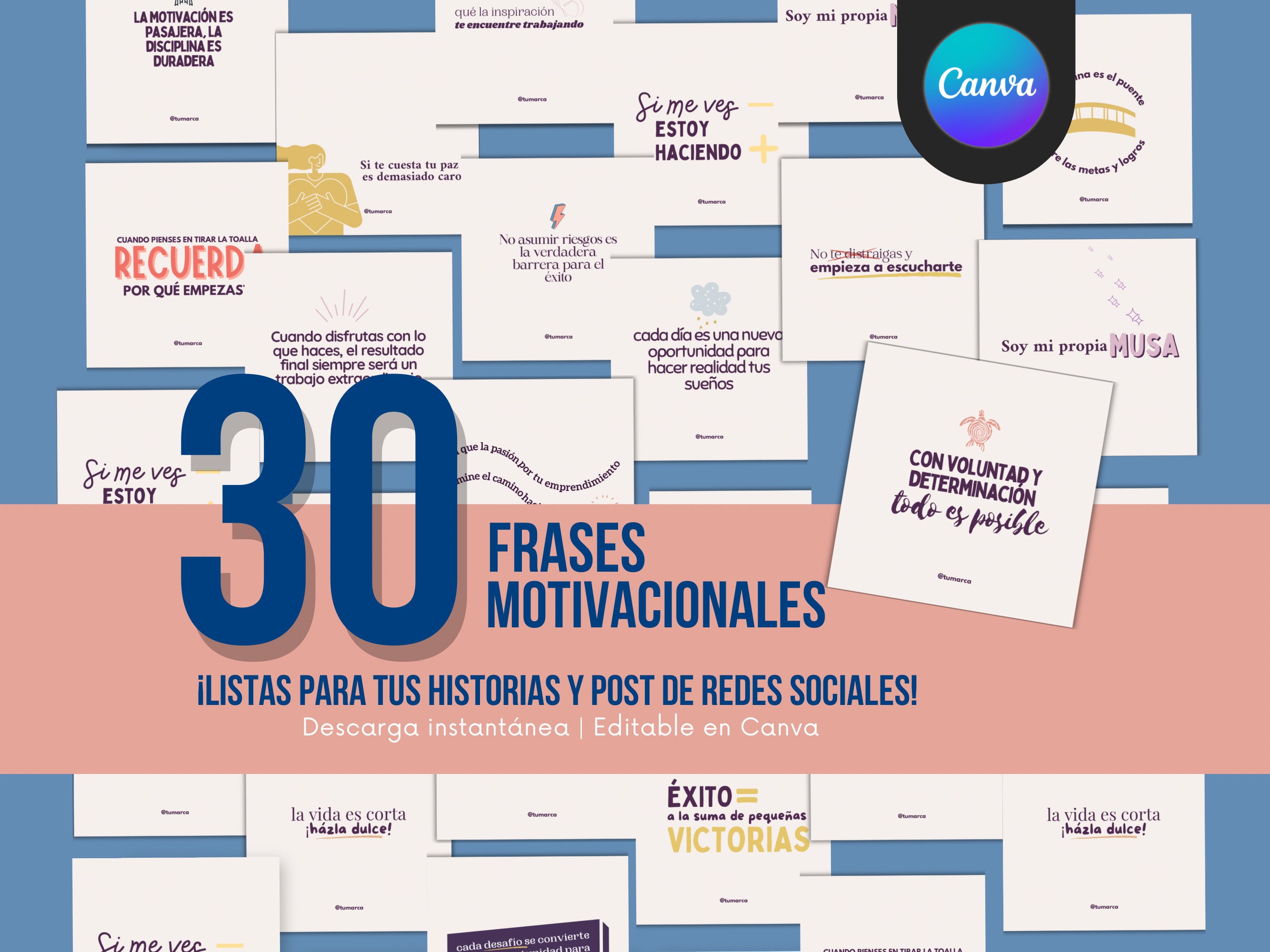 30 motivational phrases for Instagram stories and posts, editable canva templates, social media templates, instagram templates