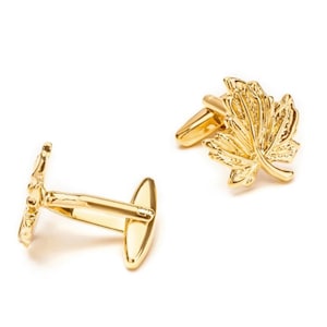 Ahornblatt Manschettenknöpfe | Manschettenknöpfe aus Metall, Messing vergoldet | Luxus-Blatt-Design | Herren Anzug Hemd Manschettenknöpfe | Elegantes Hochzeitsgeschenk