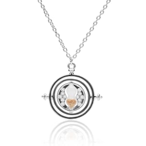 Collar con reloj de arena giratorio de plata – Colgante con reloj de arena giratorio – Collar con temporizador de arena inspirado en cosplay