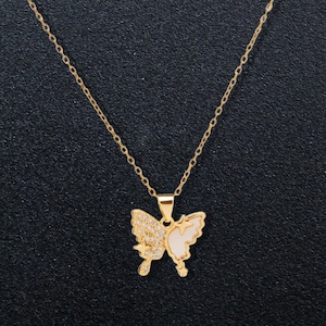 Dainty Crystal Butterfly Necklace – Elegant Gold and Sterling Silver Pendant – Minimalist Butterfly Charm Jewelry