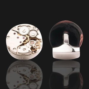 Platinum Watch Mechanism Cufflinks | Unique Watch Movement Cufflinks for Men | Elegant Wedding Groom Perfect Men's Gift