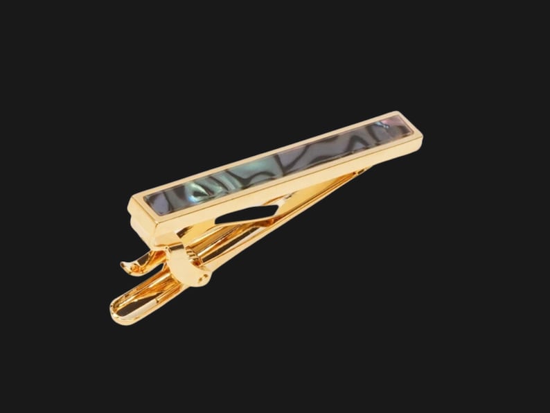 Abalone Shell Tie Clip for Men Gold Classic Tie Bar With Initials ...