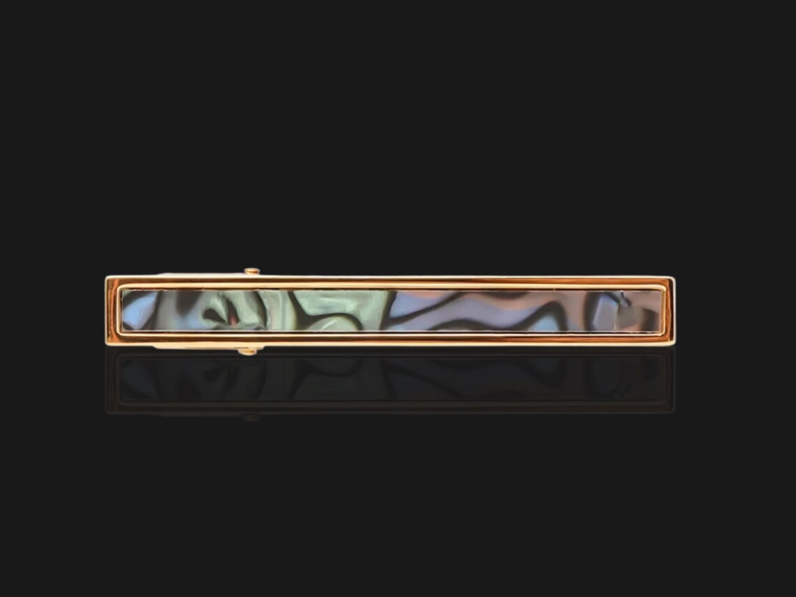Abalone Shell Tie Clip for Men Gold Classic Tie Bar With Initials ...