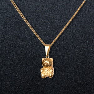 Tiny Teddy Bear Necklace – Gold Mama Bear Pendant – Dainty Minimalist Bear Charm Jewelry for Women and Men