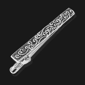 Knightsbridge Silver Tie Clip | Monogram Engraved Silver Vintage Tie Clip Pin Tie Bar | Wedding Groomsmen or Father’s Day Gift