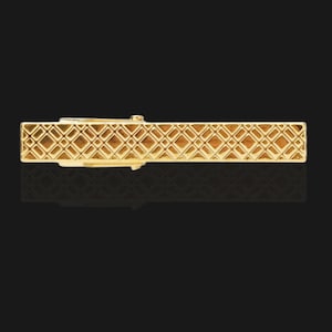 Groomsmen Gold Tie Clip | Engraved Metal Tie Bar for Father of the Groom | Initial Necktie Clamp Tie Pin | Best Man Gift