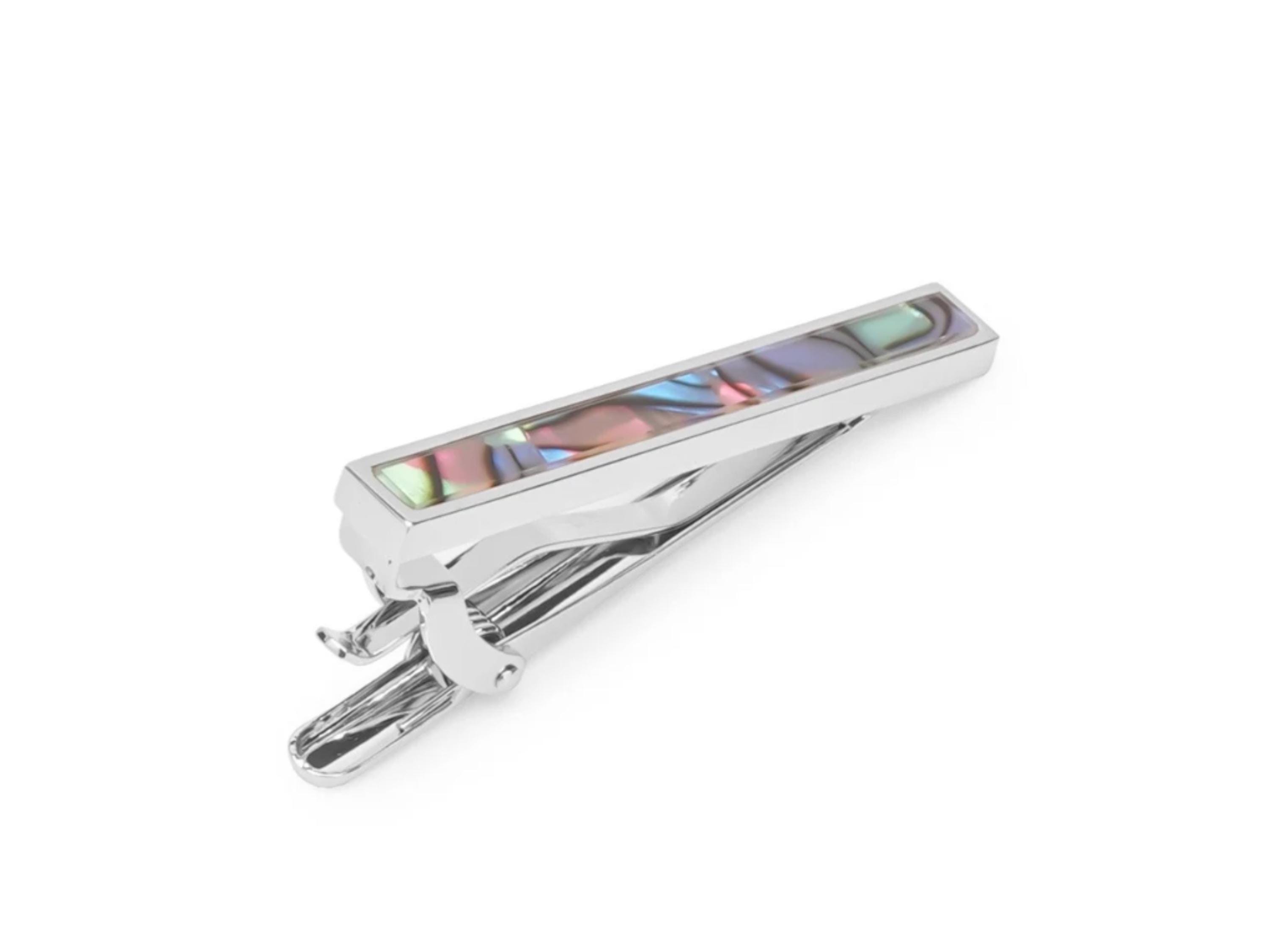 Abalone Shell Tie Clip for Men Gold Classic Tie Bar With Initials ...