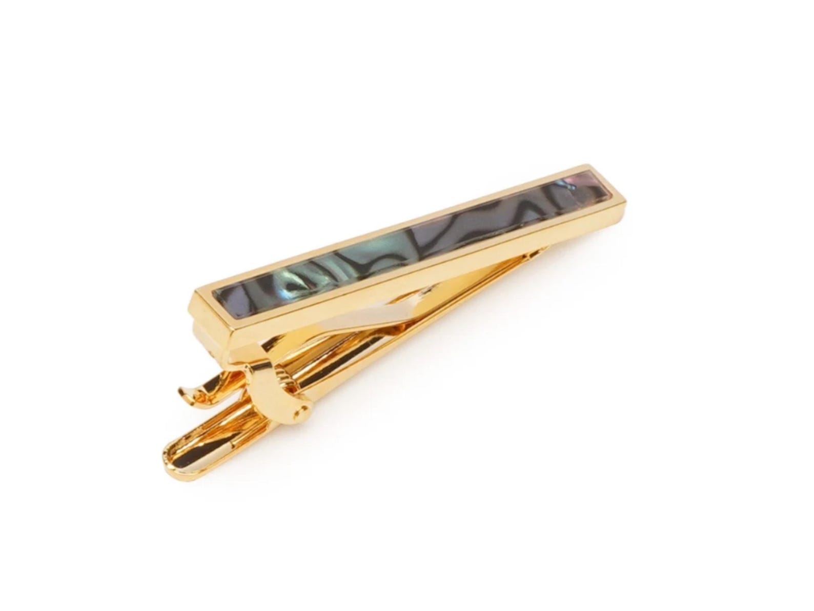 Abalone Shell Tie Clip for Men Gold Classic Tie Bar With Initials ...