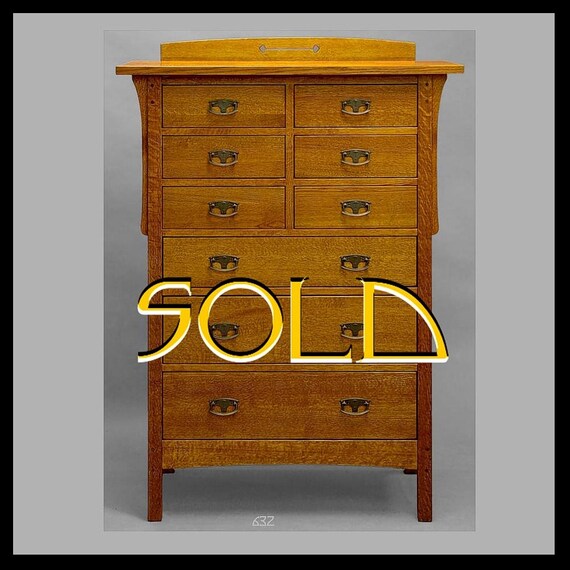 Mission Arts And Crafts Nine Drawer Chest Of Drawers Etsy