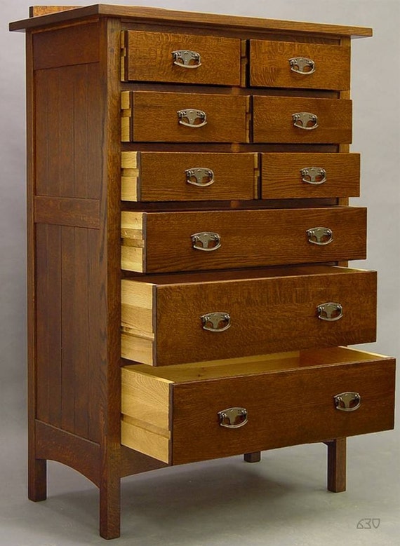 Mission Arts And Crafts Handmade Nine Drawer Chest Of Etsy