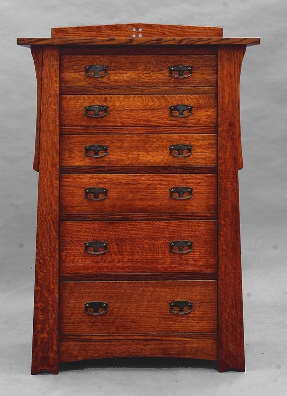 Mackintosh Arts Crafts Quartersawn Oak 6 Drawer Lingerie Etsy
