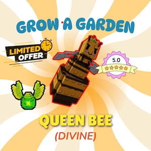 Queen Bee - Grow a Garden - Bee Egg Divine Pet Roblox 1 Piece (Read Description)