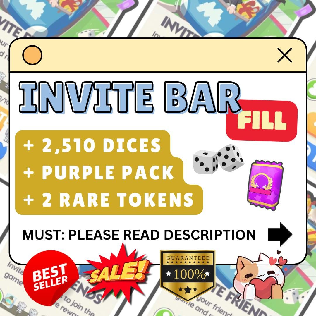 Invite Bar Fill Mogo - 2,510 Dice, Purple Pack, 2 Rare Tokens for New ...