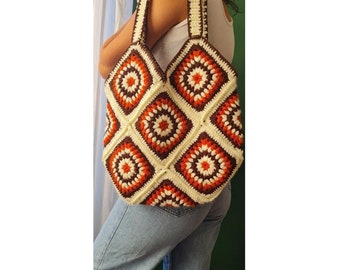 Crochet Bag, handmade bag, luxury bag, shoulder bag, knitted bag, granny square bag, Shoulder Bag, designer bag, hand woven bag