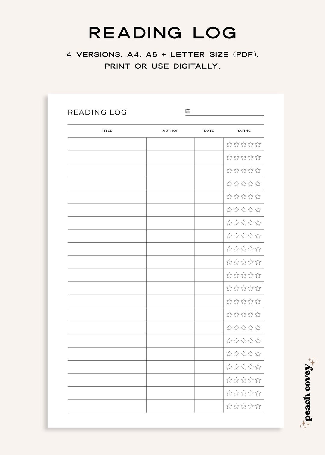 Book Log Reader Reading Log Printable, Book Log, Reading Log Tracker, Digital Book ...