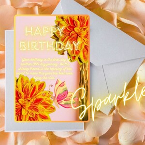 Alles Gute zum Geburtstag Karte zum ausdrucken, sofortiger digitaler Download mit Blumen, Schmetterling, Wunsch, Geschenk für Freund, Familie