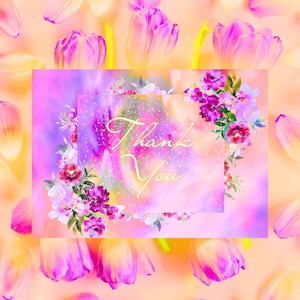 Afdrukbare bedankkaart, bloemen, kleurrijk met bloem, roos, glitter digitale download, cadeau voor vriend, familie