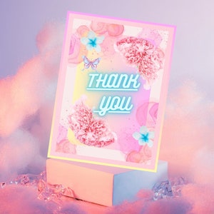 Danke, Karte zum Ausdrucken, Sofortiger, digitaler Download mit Schmetterling, Blume, Himmel Hintergrund, Geschenk für Freund, Familie