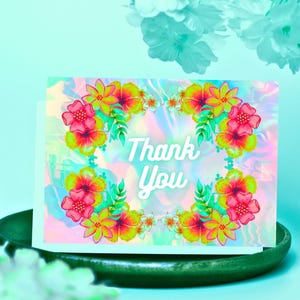 Druckbare Dankeskarte, bunt mit Blumen, digitaler Download, Geschenk für Freund, Familie