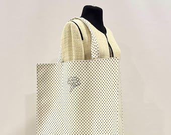 Gepunktete Canvas Tragetasche – Schultertasche für Arbeit & Schule, klassisches Frühlings-Reise-Accessoire