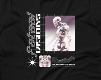 Overgave Graphic Tee//esthetische cyberpunk streetwear kleding, scifi robot T shirt cadeau, Y2K & Tech Wear Vibes