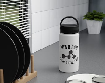 Down Bad Stainless Steel Water Bottle, Handle Lid