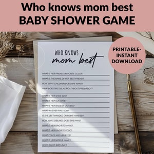 Baby Shower Quiz Game Shower Trivia Mom Baby Shower Activity Printable Instant Download Baby Shower Game Idea Fun Downloadable Baby Game