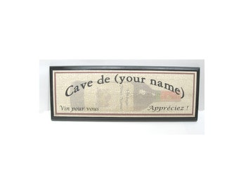 Personalized French Wine Cellar Sign - Add any name