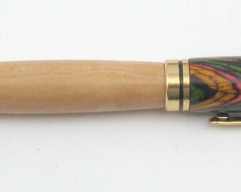 Designer Curly Maple Wooden Pen with Personalized Desktop Holder (D145)