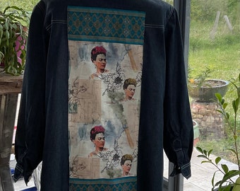 Veste en jeans vintage customisée Frida, taille 46